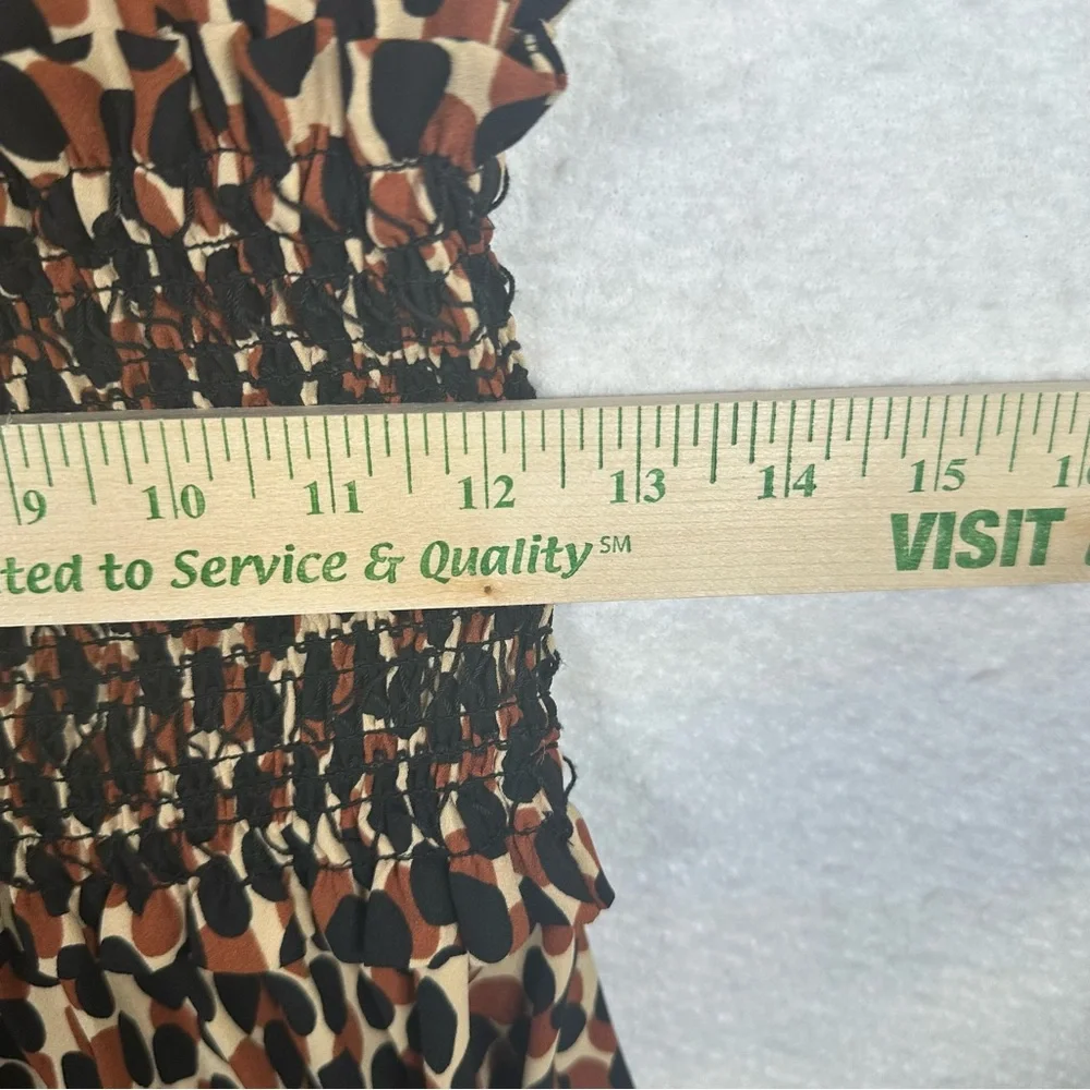 Kate Spade Dotty Spin Leopard Dress J219 Womens Medium Smocked Waist Fit‎ Flare